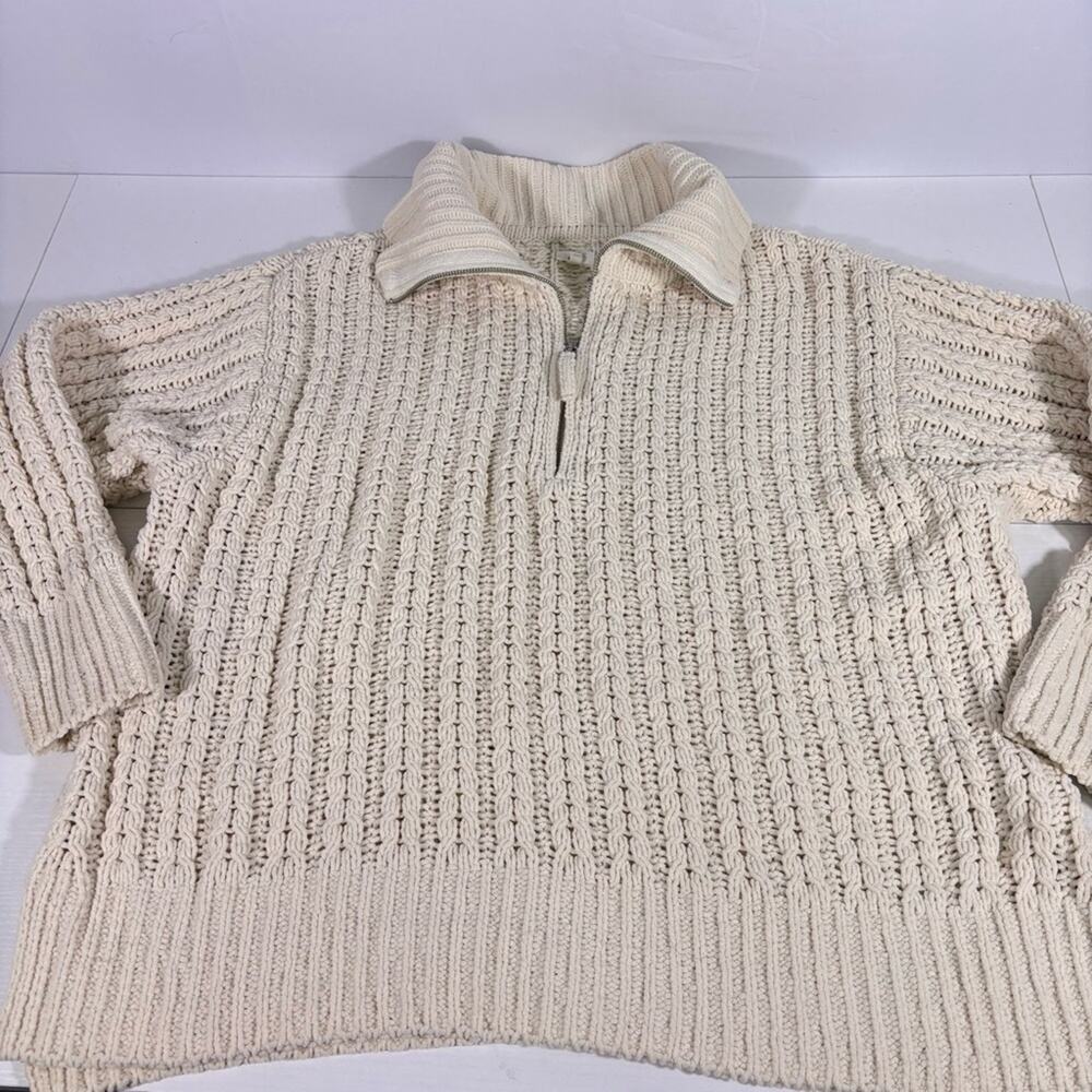 Aerie Quarter Zip Cream Loose Knit Sweater Size XL B3 - Picture 5 of 11